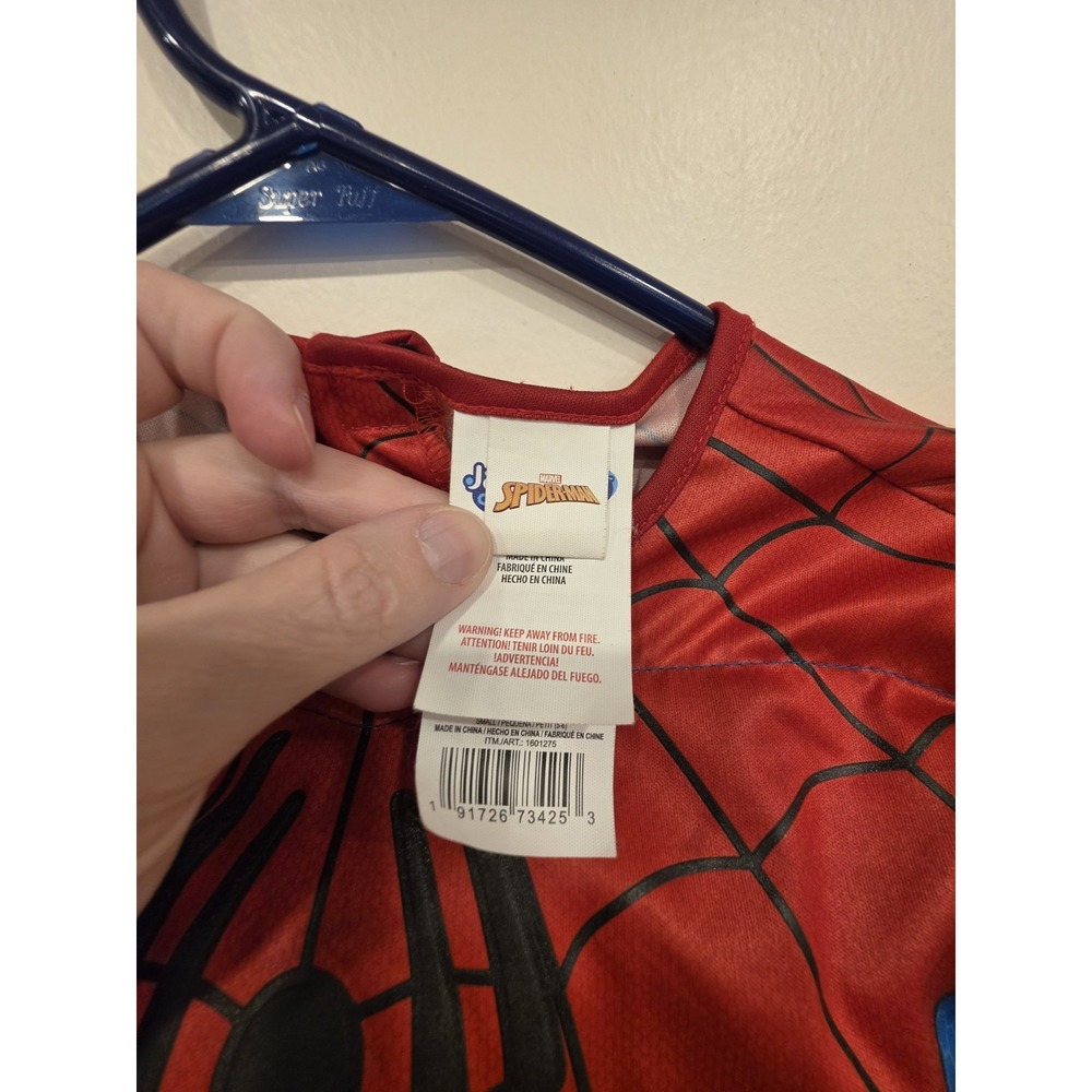 MARVEL SPIDERMAN Boys Size SM Bodysuit W/ Padding, Web Shooters And Shoe Covers - Picture 2 of 6